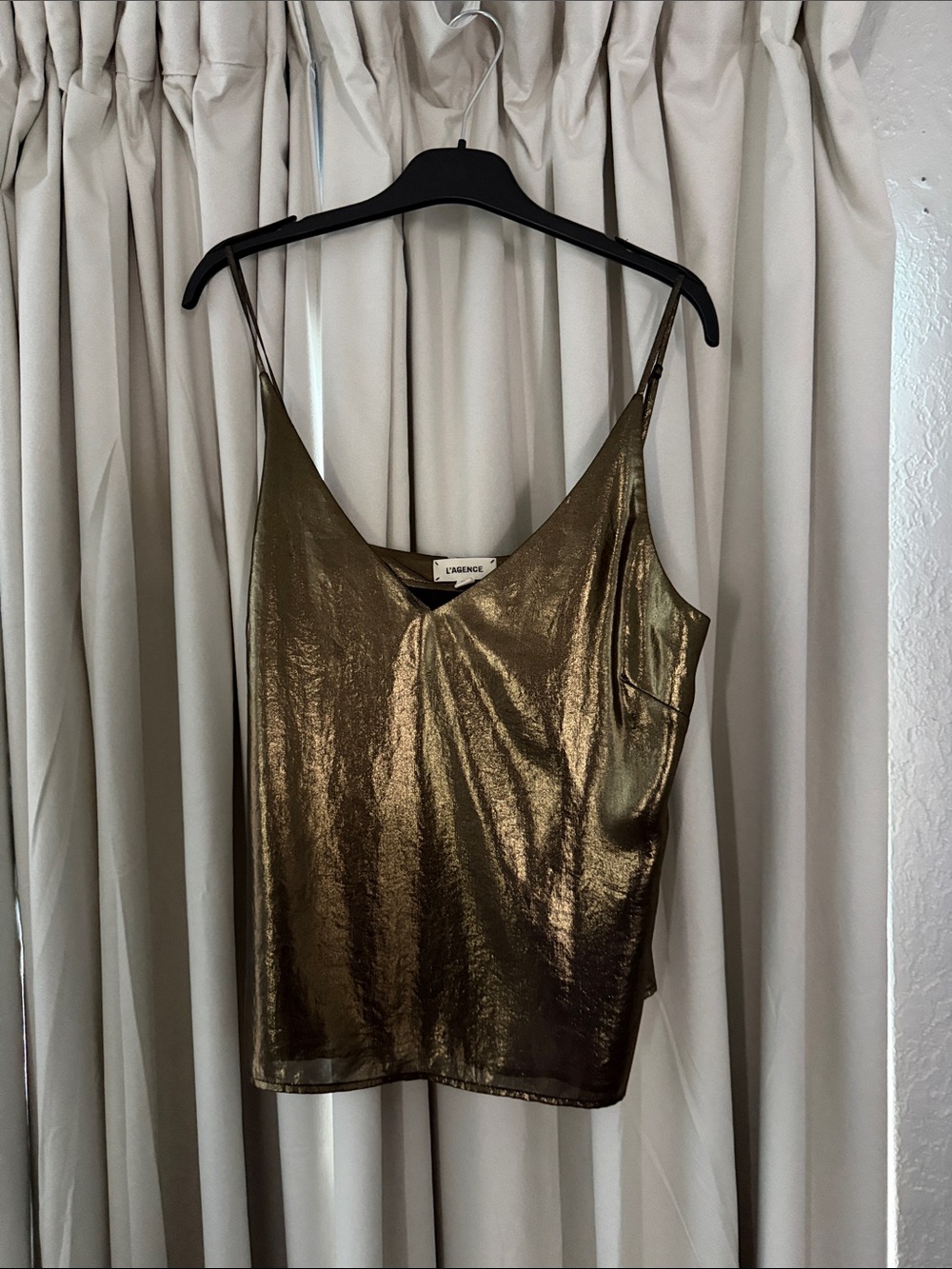 L'AGENCE Shimmering Bronze Slip Camisole